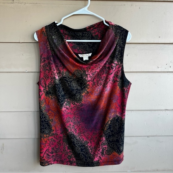 French Laundry Tops - French Laundry Floral Blouse - Women's Size Medium - Y2K Cowlneck Boho